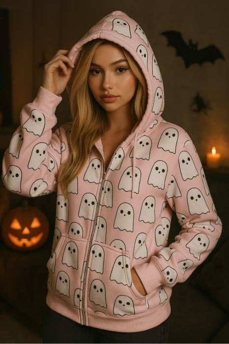 Ghost Zip Up Hoodie
